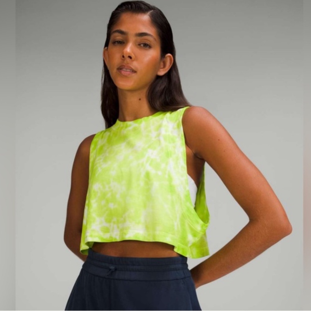 Lululemon Tie-Dye Neon Green Crop Top